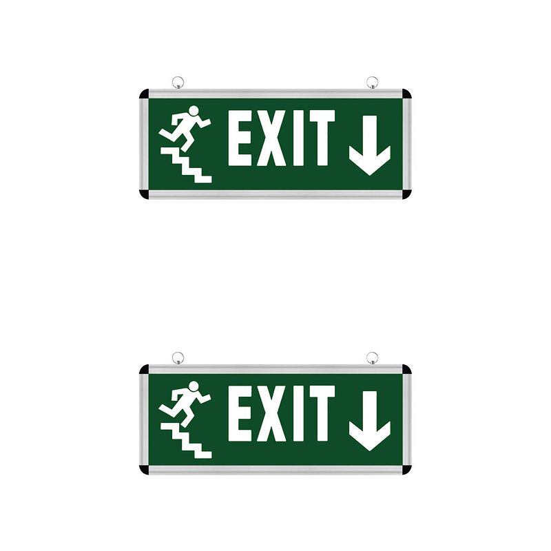 Foto van Led noodverlichting exit - 2 pack - rabonta omlaag - hangend - 3w