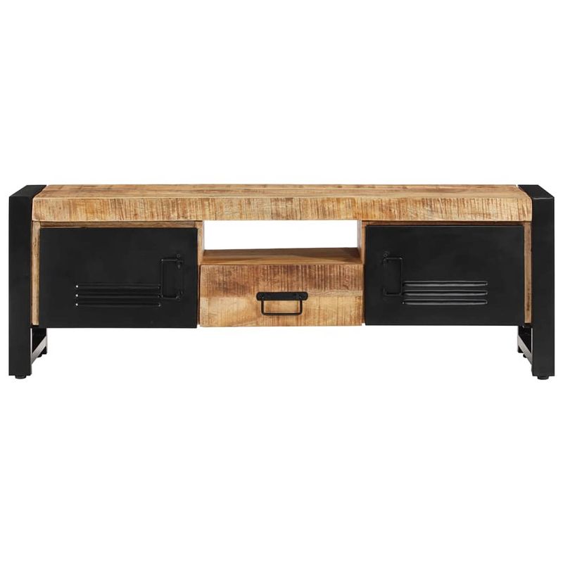 Foto van The living store tv-meubel industriële stijl - 120 x 30 x 40 cm - massief mangohout - gepoedercoat ijzer