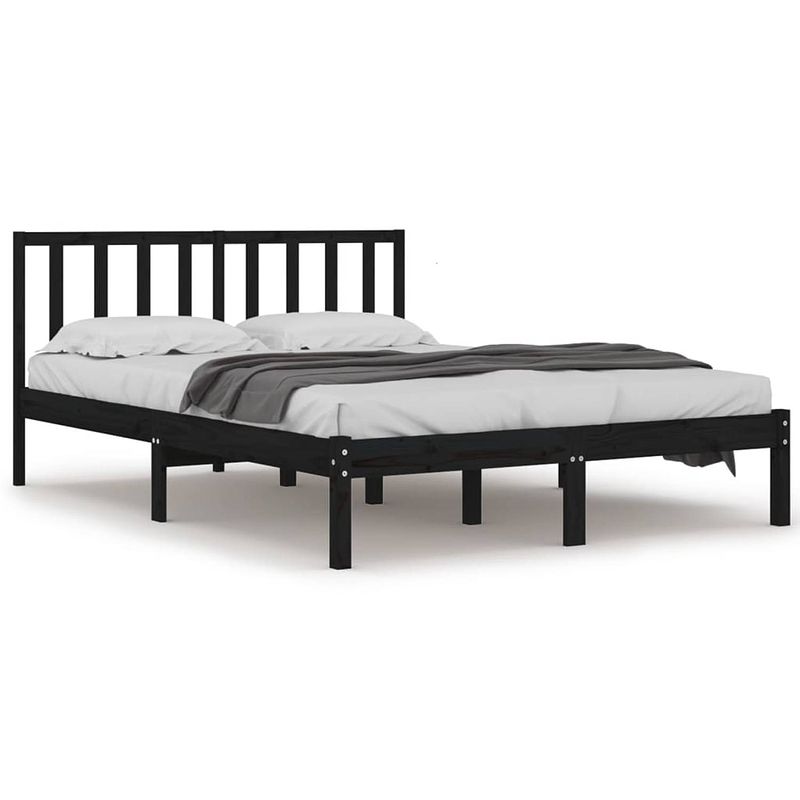 Foto van The living store bedframe - houten - 205.5 x 206 x 100 cm - zwart