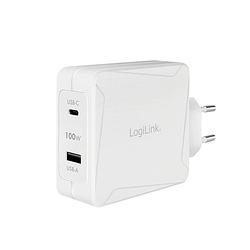 Foto van Logilink pa0281 pa0281 usb-oplader 2 x usb-c bus (power delivery), usb 2.0 bus a binnen, thuis usb power delivery (usb-pd)