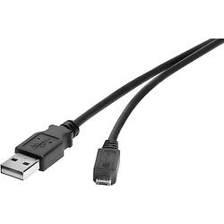 Foto van Renkforce usb-kabel usb 2.0 usb-a stekker, usb-micro-b stekker 15.00 cm zwart vergulde steekcontacten rf-4463073