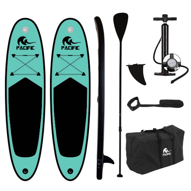 Foto van Duoset! pacific ocean green sup board - special edition - 285 cm - 6 delig- groen