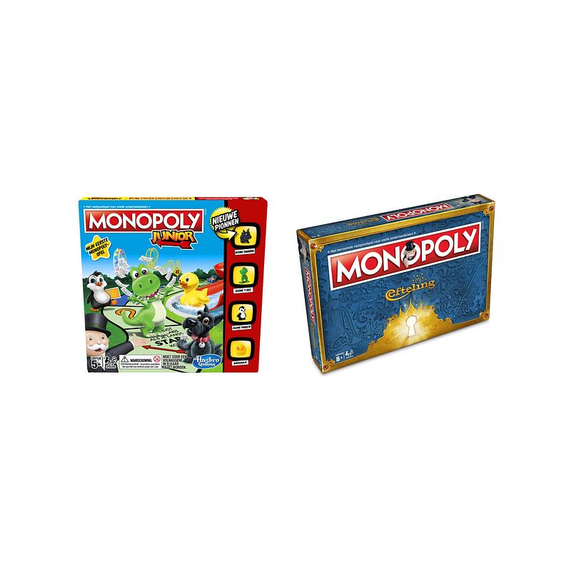 Foto van Spellenbundel - bordspel - 2 stuks - monopoly junior & monopoly efteling