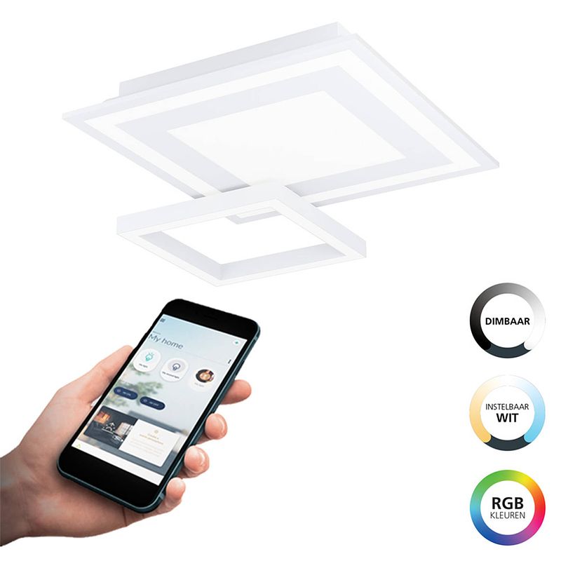 Foto van Eglo connect.z savatarila-z smart plafondlamp - 45 cm - wit - instelbaar rgb & wit licht - dimbaar - zigbee