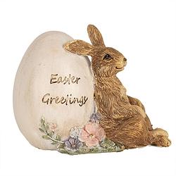 Foto van Clayre & eef beeld konijn 12x7x9 cm bruin polyresin easter greetings bruin