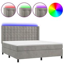 Foto van Vidaxl boxspring met matras en led fluweel lichtgrijs 180x200 cm