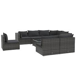 Foto van Vidaxl 9-delige loungeset met kussens poly rattan grijs