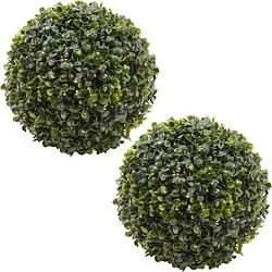 Foto van 2x stuks buxus bol kunstplanten - d26 cm - groen - kunststof - kunstplanten
