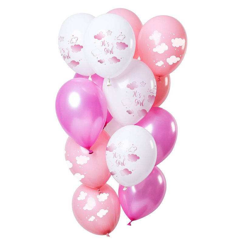 Foto van Ballonnen 'sit's a girl's roze 30cm - 12 stuks