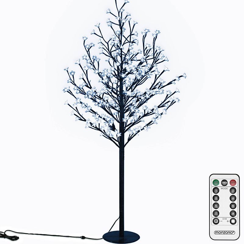 Foto van Kerst bloesem, 220 cm, 220 led'ss, blauwe verlichting, kerstboom, kerstversiering