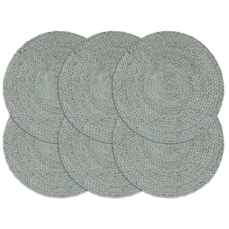 Foto van Vidaxl placemats 6 st rond 38 cm jute olijfgroen