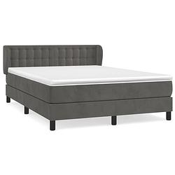 Foto van The living store boxspring met matras fluweel donkergrijs 140x190 cm - bed