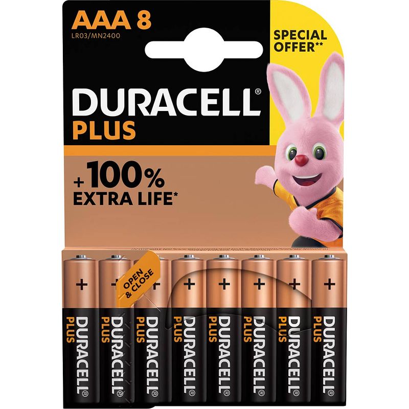 Foto van Duracell batterij plus 100% aaa, blister van 8 stuks