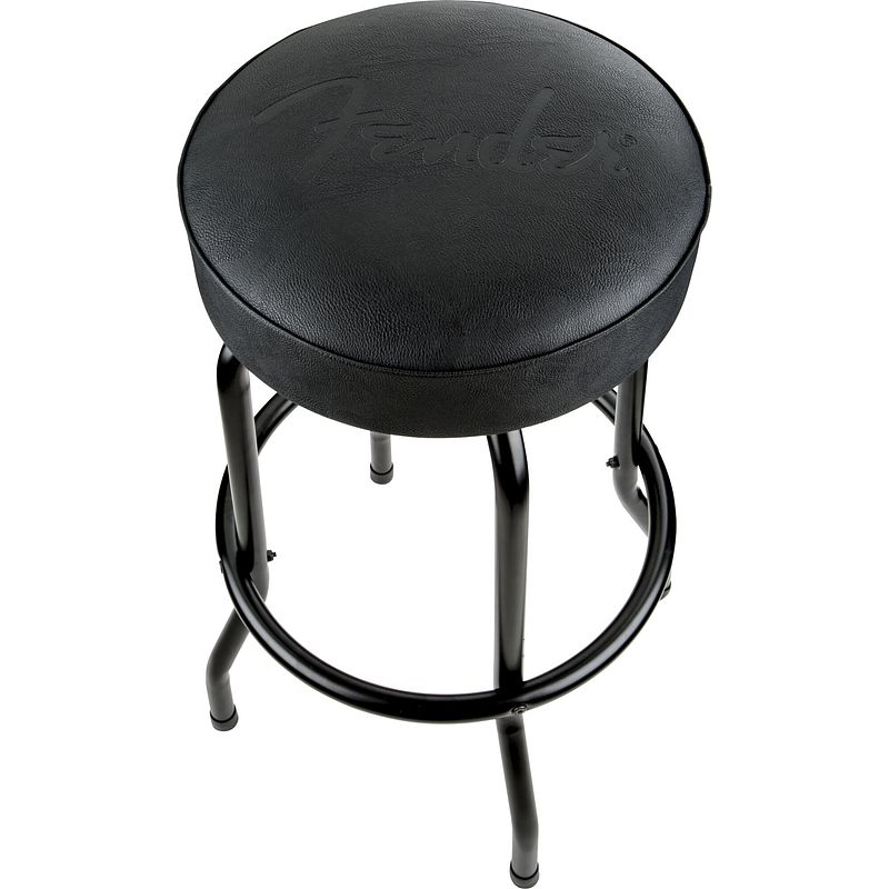 Foto van Fender embossed black logo barstool 30" black/black (76 cm) gitaarkruk