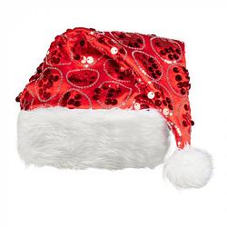 Foto van Boland kerstmuts dangling polyester rood wit one-size