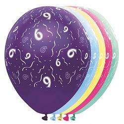 Foto van 5x stuks helium leeftijd verjaardag ballonnen 6 jaar thema - ballonnen