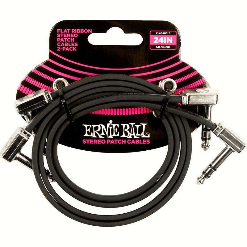 Foto van Ernie ball 6406 patchkabel stereo haaks zwart 60.96 cm (set van 2)