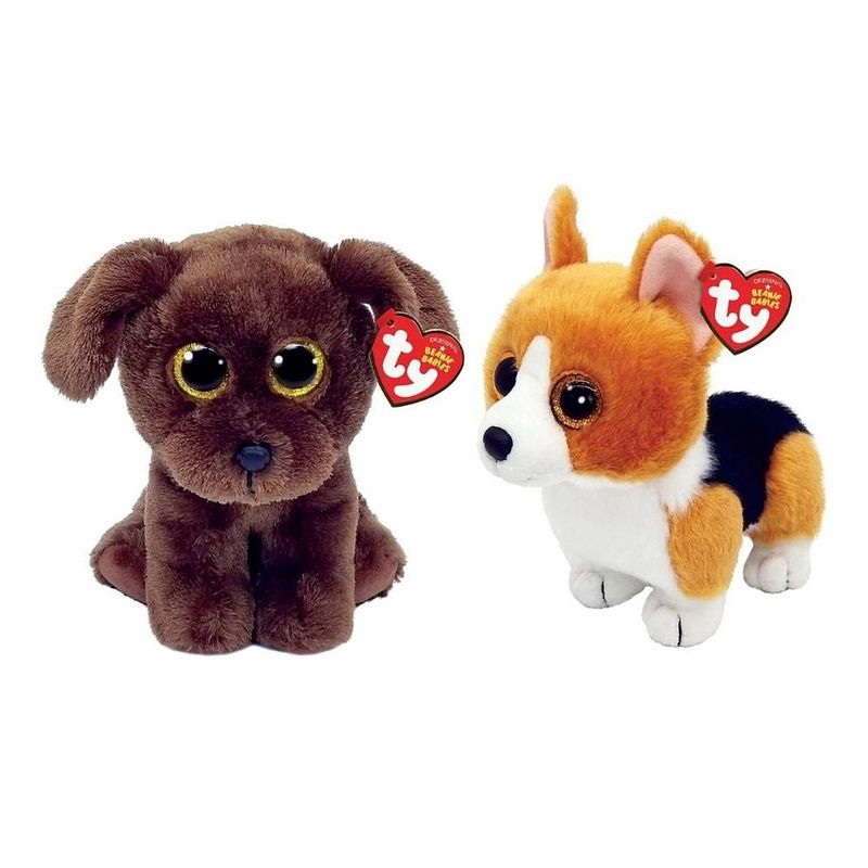 Foto van Ty - knuffel - beanie babies corgi dog & nuzzel labrador dog