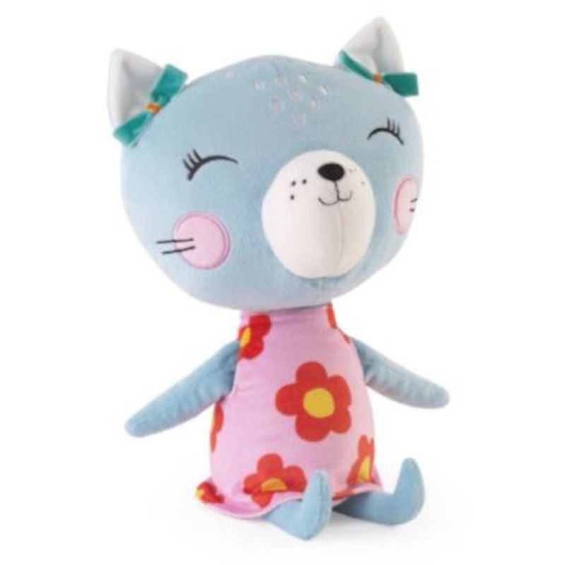 Foto van Lemon ribbon knuffelkat junior 45 cm pluche blauw/roze