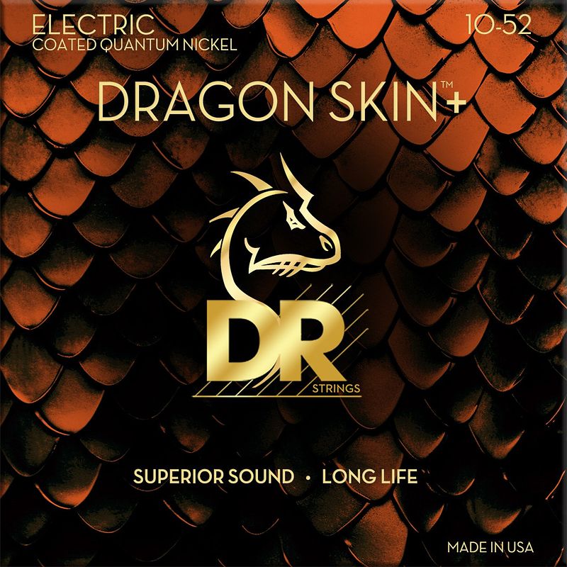 Foto van Dr strings dragon skin+ coated electric guitar strings medium 10-52 voor elektrische gitaar