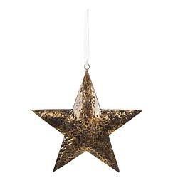 Foto van Clayre & eef decoratie hanger ster 25*25 cm goudkleurig ijzer kersthanger goudkleurig kersthanger