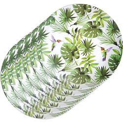 Foto van 6x melamine borden tropische print/wit 25 cm - bordjes