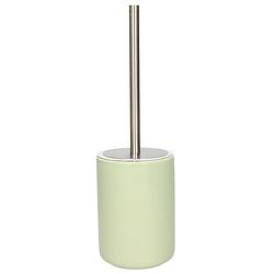 Foto van Wc-borstel/toiletborstel inclusief houder licht groen 38 cm van steen - toiletborstels