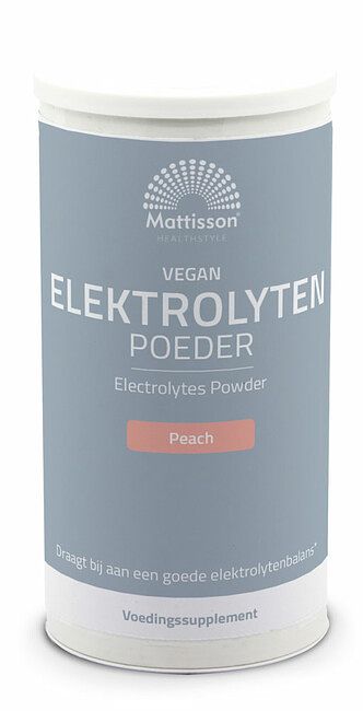 Foto van Mattisson healthstyle vegan elektrolyten poeder peach