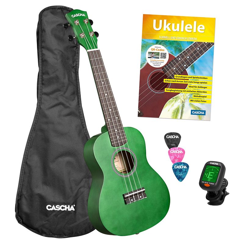 Foto van Cascha cuc104s concert ukelele set groen