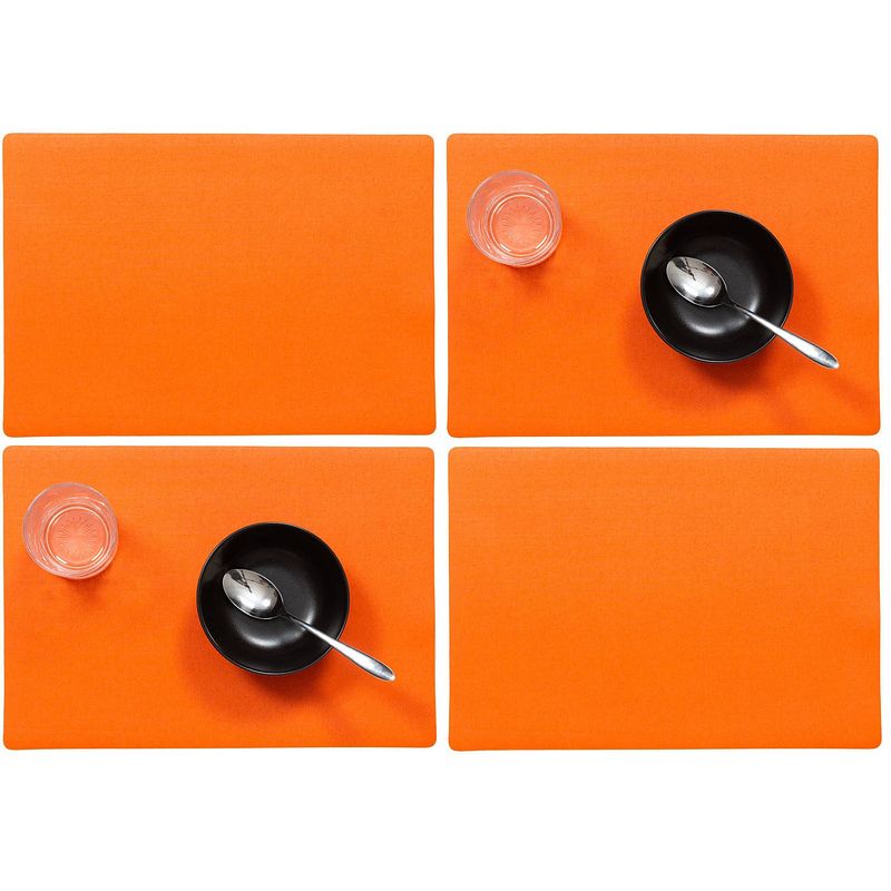 Foto van Set van 4x stuks stevige luxe tafel placemats plain oranje 30 x 43 cm - placemats