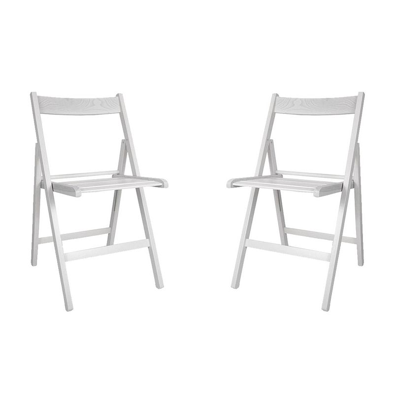 Foto van Set van 2x stuks witte houten klapstoelen voor binnen en buiten - klapstoelen