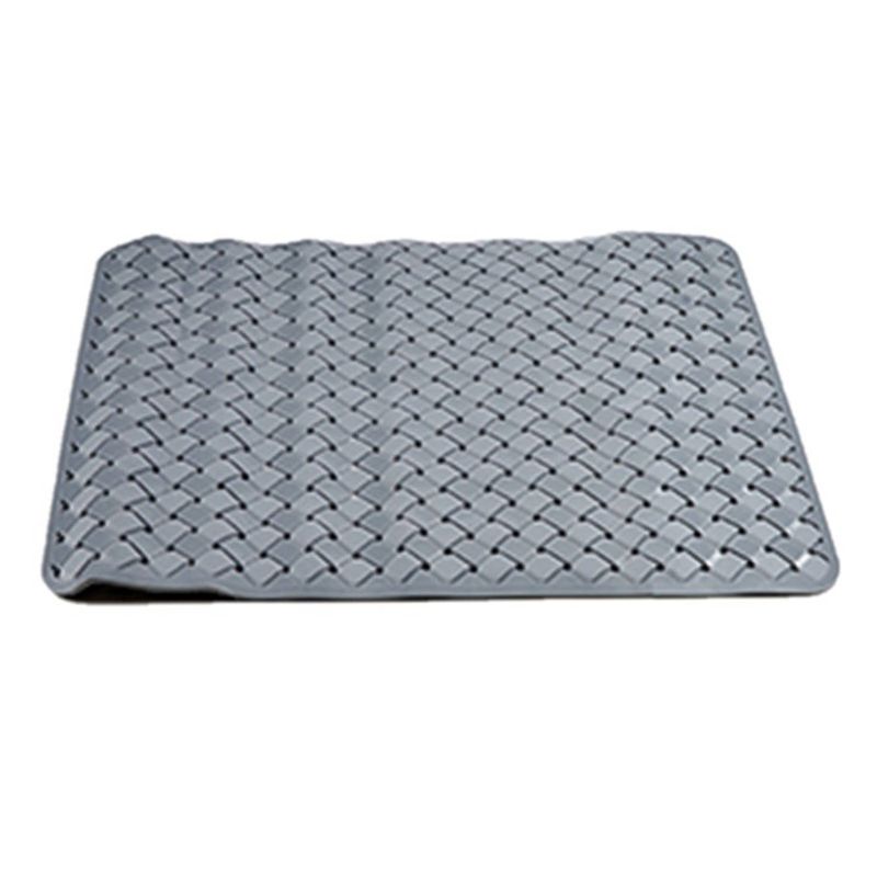 Foto van Badmat/douchemat anti-slip steengrijs geweven patroon 50 x 50 cm - badmatjes