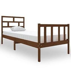 Foto van The living store bedframe grenenhout - honingbruin - 195.5 x 80.5 x 69.5 cm - geschikt voor matras 75 x 190 cm -