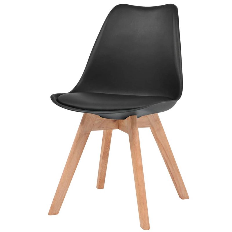 Foto van The living store eetkamerstoelen - zwart - 48 x 53 x 83 cm - kunststof - beukenhout en rubberwood