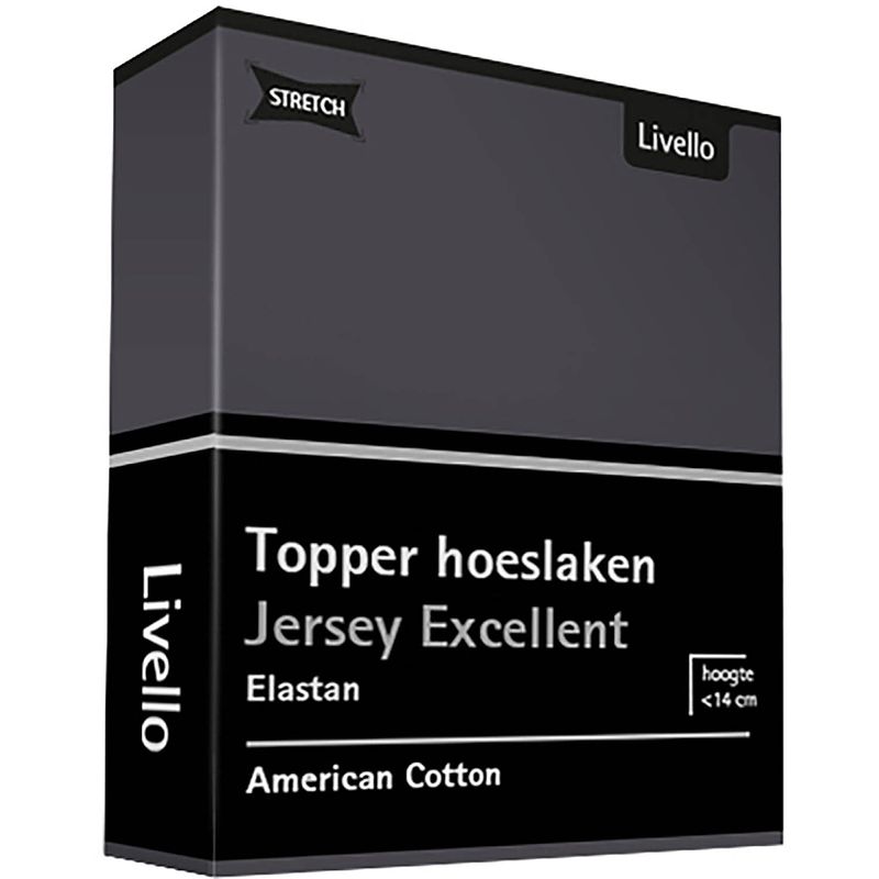 Foto van Livello hoeslaken topper jersey excellent dark grey 180 x 200 cm