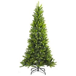 Foto van Frasier kunstkerstboom smal - 210 cm - groen - ø 104 cm - 1.140 tips - metalen voet