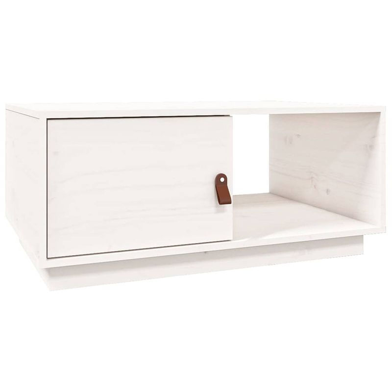 Foto van The living store salontafel grenenhout - wit - 80 x 50 x 35.5 cm