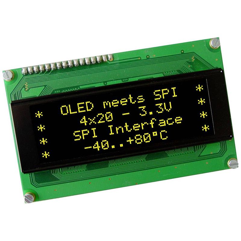 Foto van Display visions oled-display geel-groen 5.55 mm 3.3 v aantal cijfers: 4 eaw204-xlg