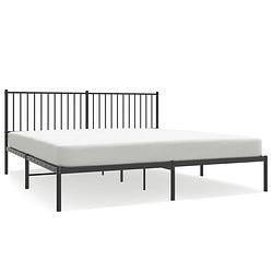 Foto van Vidaxl bedframe met hoofdbord metaal zwart 180x200 cm