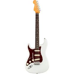 Foto van Fender american ultra stratocaster lh arctic pearl rw linkshandige elektrische gitaar met koffer