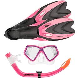 Foto van Osprey snorkelset junior siliconen zwart/roze 5-delig maat xxs