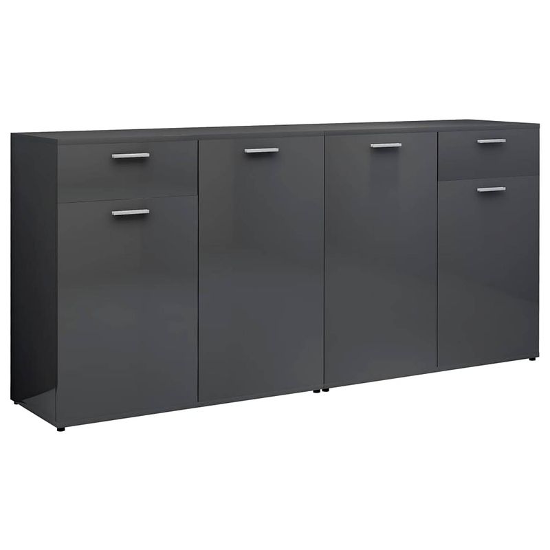 Foto van Vidaxl dressoir 160x36x75 cm spaanplaat hoogglans grijs