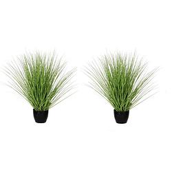 Foto van 2x stuks kunstgras/grasplant kunstplanten groen in pot h50 x d40 cm - kunstplanten/nepplanten