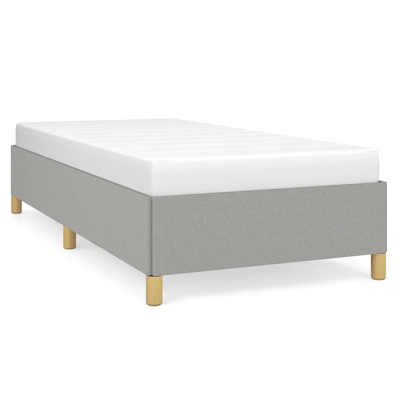 Foto van The living store bedframe lichtgrijs 203x103x35 cm - stoffen bekleding - multiplex lattenbodem - geschikt voor 100x200