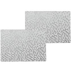 Foto van 6x stuks stevige luxe tafel placemats stones zilver 30 x 43 cm - placemats
