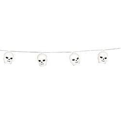 Foto van Halloween deco led verlichting/lampjes schedels - op batterijen - 220 cm - griezel uitstraling - lichtsnoeren