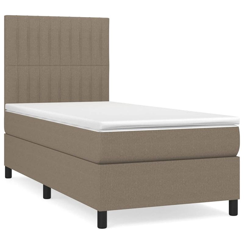 Foto van Vidaxl boxspring met matras stof taupe 90x190 cm