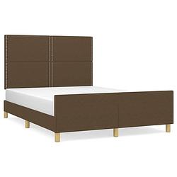 Foto van The living store bedframe donkerbruin - 203 x 146 cm - verstelbaar hoofdeind - multiplex lattenbodem