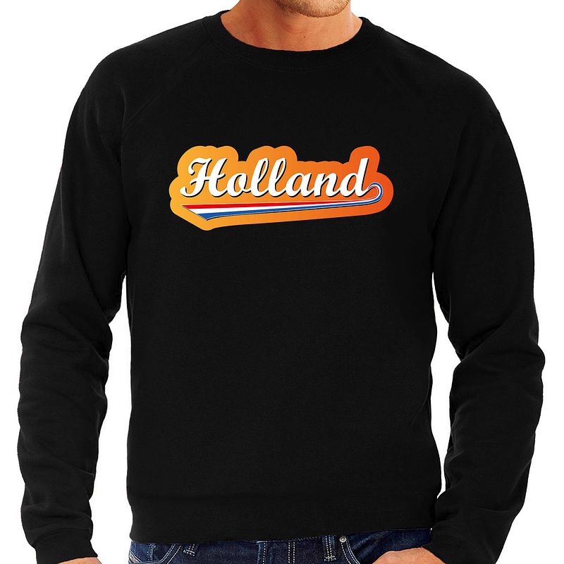 Foto van Grote maten zwarte fan sweater / trui holland met nederlandse wimpel ek/ wk voor heren 4xl - feesttruien