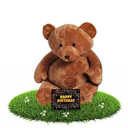 Foto van Verjaardag knuffel teddybeer boris 54 cm - incl. gratis verjaardagskaart